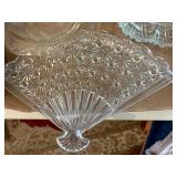Various Glassware x6 pcs. (butter dish, fan & 3 small leaf bowls)--BP