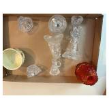 Small Frankoma Bowl, Candlesticks & Misc. Glassware--BP