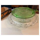 Cake Plates x2 (green & clear)--BP