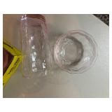 Heather Pink Crinkle Glassware (x9 glasses & 10 bowls)--BP