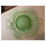 Uranium Glass Sandwich Plate w/ Handles (green)--BP