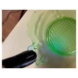 Uranium Glass Sandwich Plate w/ Handles (green)--BP