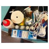 Flat of Miscellaneous (Light Bulbs, Tape, Phone Chargers, Glue & More)--K