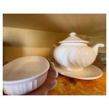 Shelf of Glassware (Candy Jar & Metal Bowl)--K