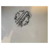 Collectible Pieces of Glass x6 (Roseville Plate, Alberon Plate, Fire King Saucers x3, Small Blue Pyrex)--K