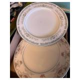 Collectible Pieces of Glass x6 (Roseville Plate, Alberon Plate, Fire King Saucers x3, Small Blue Pyrex)--K