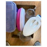 Pitchers (Plastic & Glass) & Plastic Bowl w/ Lid--LR
