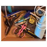 Box of Utility Room Items (Flashlight, Pocket Knives & More)--BP