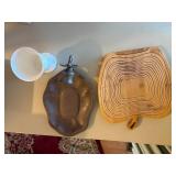 Wooden Apple Basket (collapsible) & Pewter Plate--BP