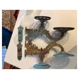 Vintage Brass Lamp Holders w/ wall Mounts--BP