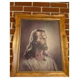 Painting of Jesus in Gold Frame (24" x 20")--LR