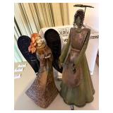 Angel Figurines (Metal/Porcelain w/ Christmas Lights on it)--LR