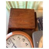 Clock, Thermometer, America Flag & Wood Box--LR