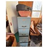 Filing Cabinet 4 Drawer w/ Miscellaneous Contents--Gar