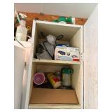 Contents of Cabinet (Miscellaneous Garden, Bench Grinder & Chemicals)--Gar