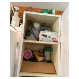 Contents of Cabinet (Miscellaneous Garden, Bench Grinder & Chemicals)--Gar