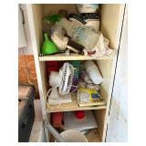 Contents of Cabinet (Miscellaneous Garden, Bench Grinder & Chemicals)--Gar