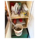 Contents of Cabinet (Miscellaneous Garden, Bench Grinder & Chemicals)--Gar