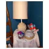 Embroidered Round Table Cloth, Lamp, Hanging Lamp, Brief Case & Miscellaneous--NBRM