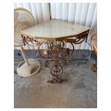 Antique Ornate Glass Top Corner Table 29" x 20.5"--BP