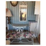 Wrought Iron 3pc. Set incl. Bench, Half Round Wall Table & Mirror--BP