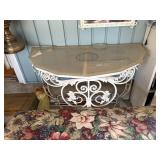 Wrought Iron 3pc. Set incl. Bench, Half Round Wall Table & Mirror--BP