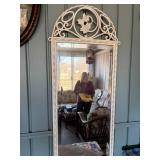 Wrought Iron 3pc. Set incl. Bench, Half Round Wall Table & Mirror--BP