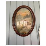 Antique Oval Elk Picture w/ Curved Glass--BP