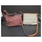 Fossil Leather Handbag and Fossil Canvas Crossbody Bag