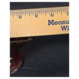 1976 Westmoreland Cranberry Glass Basket with Hand-Painted Roses