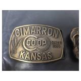 Cimarron Co-op and 1987 Gray County Kansas Centennial Belt Buckle