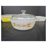 Fire King Wheat Pattern Casserole Set and Pyrex Refrigerator Dish
