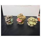 Harmony Kingdom Millennium Club Kit Figurines 2000 \"Field Day\", \"Lovers Leap\", and \"Merry Go Round\"