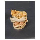 Harmony Kingdom \"Faux Paw\" Lion Cubs Figurine Box in Original Box with Paper Insert- Made in England TJLI