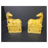 Yellow Porcelain Horse Bookends