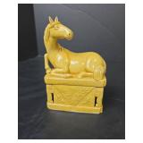 Yellow Porcelain Horse Bookends