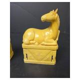 Yellow Porcelain Horse Bookends