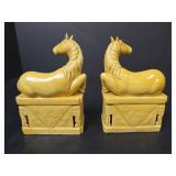 Yellow Porcelain Horse Bookends