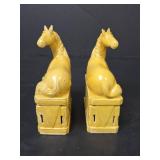 Yellow Porcelain Horse Bookends