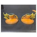 Roseville 1123 Pineapple Candlestick Holders