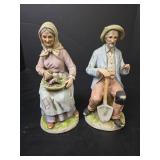 Decorative Porcelain Farm Couple Figurines