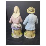 Decorative Porcelain Farm Couple Figurines