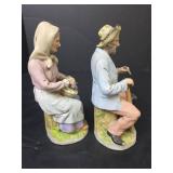 Decorative Porcelain Farm Couple Figurines