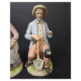 Decorative Porcelain Farm Couple Figurines