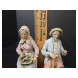 Decorative Porcelain Farm Couple Figurines