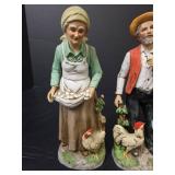 Farm Life Porcelain Figurines with Chickens