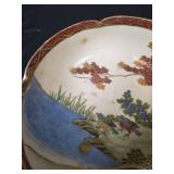 Japanese Satsuma Bowl with Birds and Maple Leaves See Pics for Damage