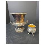 Silver Plated Champagne Ice Bucket with Handles and Wallace Baroque Silver Plated Footed Waste Bowl (285)