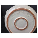 Vintage Frankoma 4V White Covered Bean Pot with Black Lid