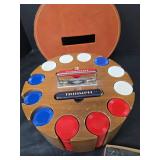 Triumph Poker Chip Set with Orange Leather Case and Vintage Domino